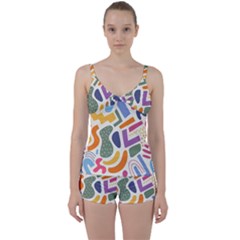 Abstract Pattern Background Tie Front Two Piece Tankini by Maspions