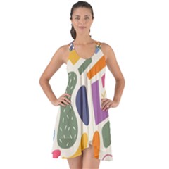 Abstract Pattern Background Show Some Back Chiffon Dress