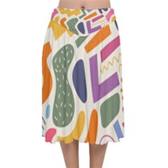 Abstract Pattern Background Velvet Flared Midi Skirt