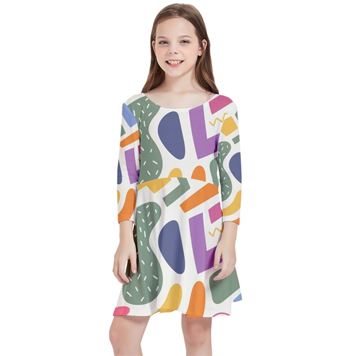 Abstract Pattern Background Kids  Quarter Sleeve Skater Dress