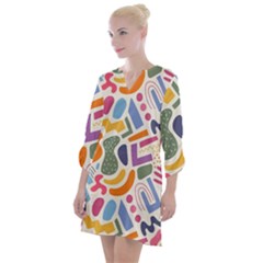 Abstract Pattern Background Open Neck Shift Dress