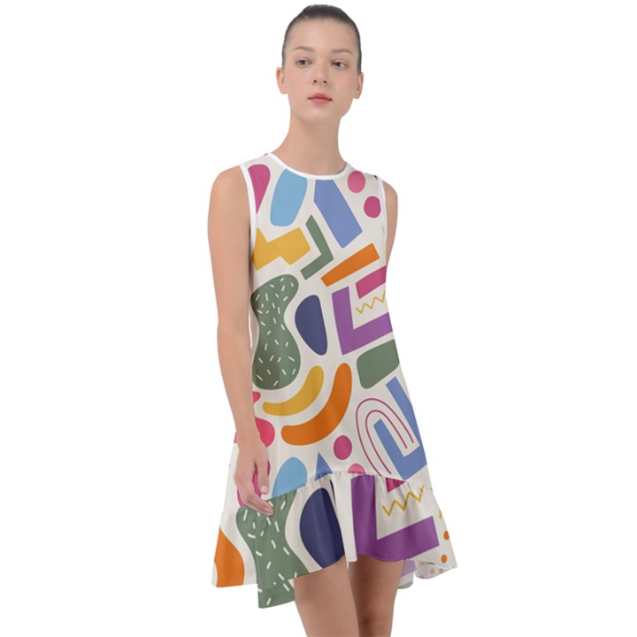 Abstract Pattern Background Frill Swing Dress