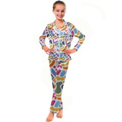 Abstract Pattern Background Kids  Satin Long Sleeve Pajamas Set