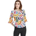 Abstract Pattern Background Loose Horn Sleeve Chiffon Blouse View1