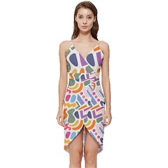 Abstract Pattern Background Wrap Frill Dress