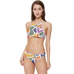 Abstract Pattern Background Banded Triangle Bikini Set by Maspions