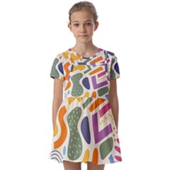 Abstract Pattern Background Kids  Short Sleeve Pinafore Style Dress by Maspions