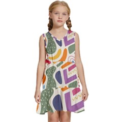 Abstract Pattern Background Kids  Sleeveless Tiered Mini Dress