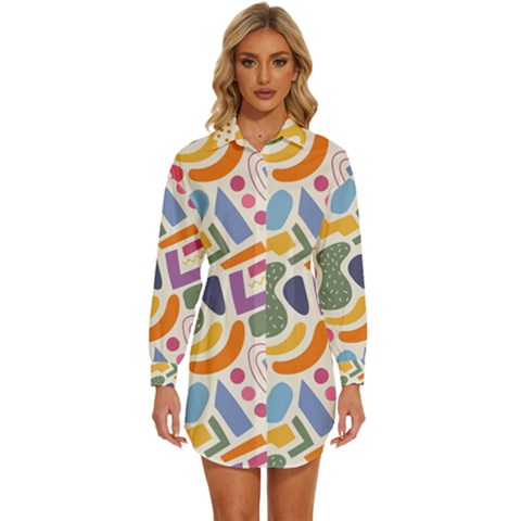 Abstract Pattern Background Womens Long Sleeve Shirt Dress by Maspions