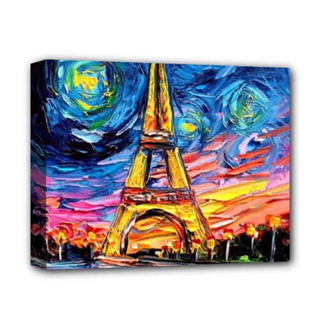 Eiffel Tower Starry Night Print Van Gogh Deluxe Canvas 14  X 11  (stretched) by Maspions