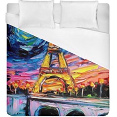 Eiffel Tower Starry Night Print Van Gogh Duvet Cover (king Size)