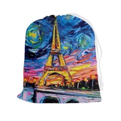 Eiffel Tower Starry Night Print Van Gogh Drawstring Pouch (2xl)