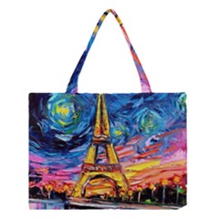 Eiffel Tower Starry Night Print Van Gogh Medium Tote Bag by Maspions