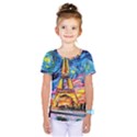 Eiffel Tower Starry Night Print Van Gogh Kids  One Piece T-Shirt View1