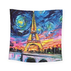 Eiffel Tower Starry Night Print Van Gogh Square Tapestry (small)