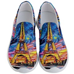 Eiffel Tower Starry Night Print Van Gogh Men s Lightweight Slip Ons by Maspions