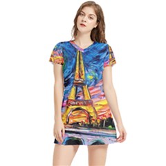 Eiffel Tower Starry Night Print Van Gogh Women s Sports Skirt