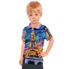 Eiffel Tower Starry Night Print Van Gogh Kids  Polo T-shirt