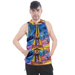 Eiffel Tower Starry Night Print Van Gogh Men s Sleeveless Hoodie by Maspions