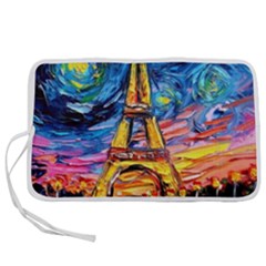 Eiffel Tower Starry Night Print Van Gogh Pen Storage Case (l) by Maspions