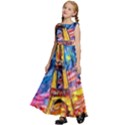 Eiffel Tower Starry Night Print Van Gogh Kids  Satin Sleeveless Maxi Dress View2