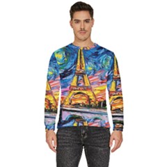 Eiffel Tower Starry Night Print Van Gogh Men s Fleece Sweatshirt by Maspions