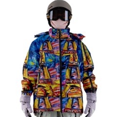 Eiffel Tower Starry Night Print Van Gogh Women s Zip Ski And Snowboard Waterproof Breathable Jacket by Maspions