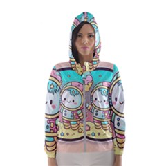 Boy Astronaut Cotton Candy Childhood Fantasy Tale Literature Planet Universe Kawaii Nature Cute Clou Women s Hooded Windbreaker