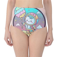 Boy Astronaut Cotton Candy Childhood Fantasy Tale Literature Planet Universe Kawaii Nature Cute Clou Classic High-waist Bikini Bottoms by Maspions