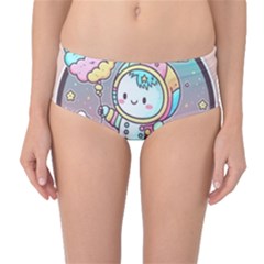 Boy Astronaut Cotton Candy Childhood Fantasy Tale Literature Planet Universe Kawaii Nature Cute Clou Mid-waist Bikini Bottoms by Maspions