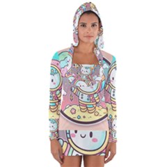 Boy Astronaut Cotton Candy Childhood Fantasy Tale Literature Planet Universe Kawaii Nature Cute Clou Long Sleeve Hooded T-shirt by Maspions