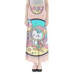 Boy Astronaut Cotton Candy Childhood Fantasy Tale Literature Planet Universe Kawaii Nature Cute Clou Full Length Maxi Skirt by Maspions