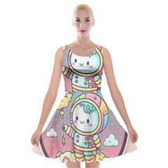 Boy Astronaut Cotton Candy Childhood Fantasy Tale Literature Planet Universe Kawaii Nature Cute Clou Velvet Skater Dress