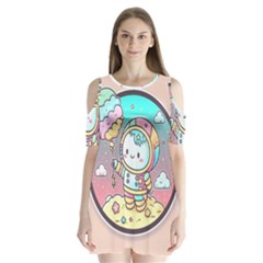 Boy Astronaut Cotton Candy Childhood Fantasy Tale Literature Planet Universe Kawaii Nature Cute Clou Shoulder Cutout Velvet One Piece by Maspions