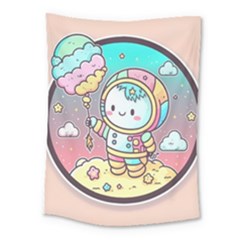 Boy Astronaut Cotton Candy Childhood Fantasy Tale Literature Planet Universe Kawaii Nature Cute Clou Medium Tapestry