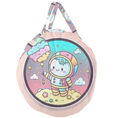 Boy Astronaut Cotton Candy Childhood Fantasy Tale Literature Planet Universe Kawaii Nature Cute Clou Giant Round Zipper Tote by Maspions