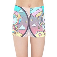 Boy Astronaut Cotton Candy Childhood Fantasy Tale Literature Planet Universe Kawaii Nature Cute Clou Kids  Sports Shorts by Maspions