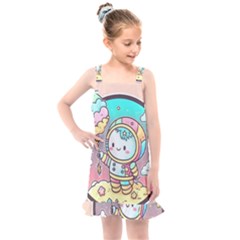 Boy Astronaut Cotton Candy Childhood Fantasy Tale Literature Planet Universe Kawaii Nature Cute Clou Kids  Overall Dress by Maspions