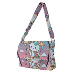 Boy Astronaut Cotton Candy Childhood Fantasy Tale Literature Planet Universe Kawaii Nature Cute Clou Full Print Messenger Bag (m) by Maspions