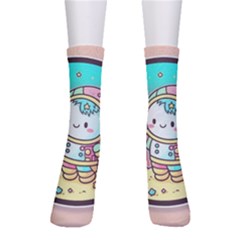 Boy Astronaut Cotton Candy Childhood Fantasy Tale Literature Planet Universe Kawaii Nature Cute Clou Crew Socks by Maspions