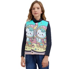 Boy Astronaut Cotton Candy Childhood Fantasy Tale Literature Planet Universe Kawaii Nature Cute Clou Kid s Button Up Puffer Vest	