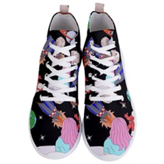 Girl Bed Space Planets Spaceship Rocket Astronaut Galaxy Universe Cosmos Woman Dream Imagination Bed Men s Lightweight High Top Sneakers by Maspions