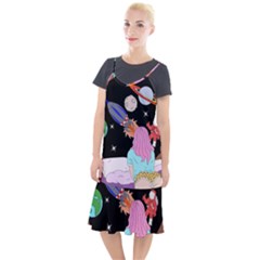 Girl Bed Space Planets Spaceship Rocket Astronaut Galaxy Universe Cosmos Woman Dream Imagination Bed Camis Fishtail Dress