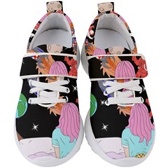 Girl Bed Space Planets Spaceship Rocket Astronaut Galaxy Universe Cosmos Woman Dream Imagination Bed Kids  Velcro Strap Shoes by Maspions