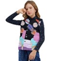 Girl Bed Space Planets Spaceship Rocket Astronaut Galaxy Universe Cosmos Woman Dream Imagination Bed Kid s Button Up Puffer Vest	 View3