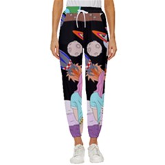 Girl Bed Space Planets Spaceship Rocket Astronaut Galaxy Universe Cosmos Woman Dream Imagination Bed Women s Cropped Drawstring Pants