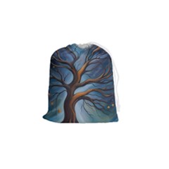 Tree Branches Mystical Moon Expressionist Oil Painting Acrylic Painting Abstract Nature Moonlight Ni Drawstring Pouch (small)