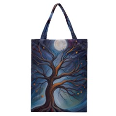 Tree Branches Mystical Moon Expressionist Oil Painting Acrylic Painting Abstract Nature Moonlight Ni Classic Tote Bag by Maspions