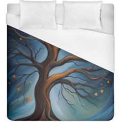 Tree Branches Mystical Moon Expressionist Oil Painting Acrylic Painting Abstract Nature Moonlight Ni Duvet Cover (king Size)