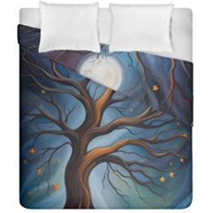 Tree Branches Mystical Moon Expressionist Oil Painting Acrylic Painting Abstract Nature Moonlight Ni Duvet Cover Double Side (california King Size)